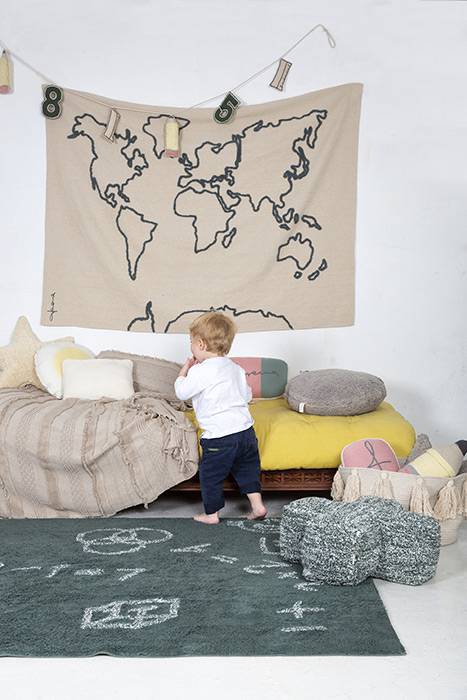 Pouf enfant WORLD MAP coton créé par Lorena Canals