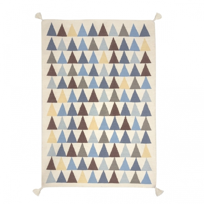 Tapis enfant tisse main en laine TRIANGLE bleu Art For Kids