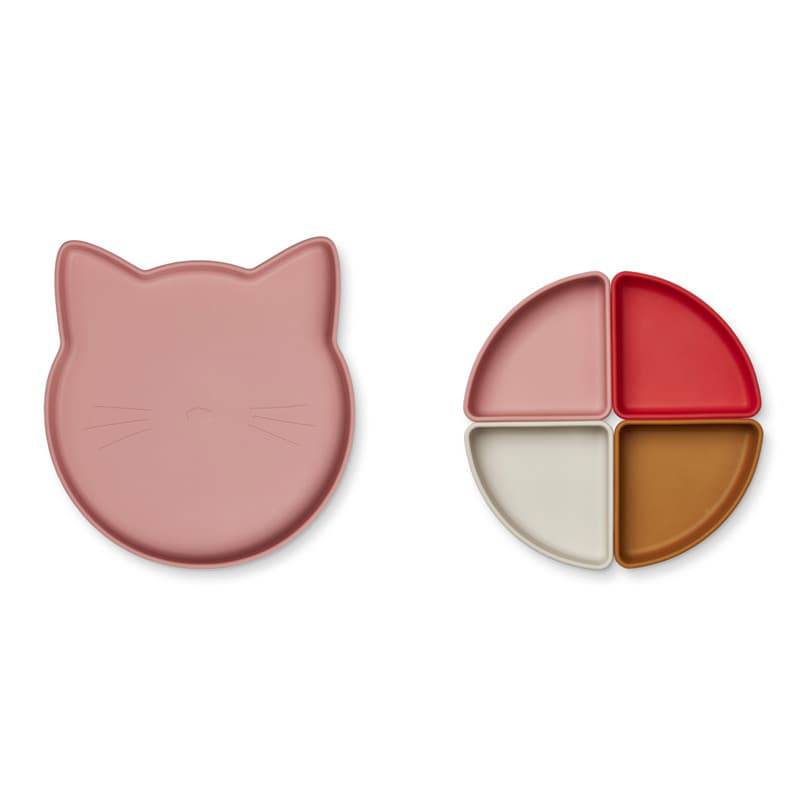 Liewood - kit repas en silicone - 4 pièces - Chat vieux rose