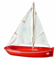 Barque-bois-jouet-long-32-cm-Coque-Rouge