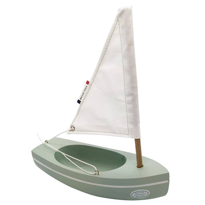 Tirot - Le bâchi bateau jouet en bois 17 cm coque vert d'eau