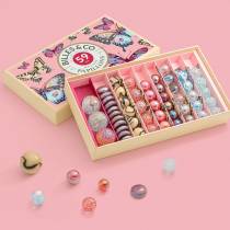 Coffret billes thème papillons tons roses