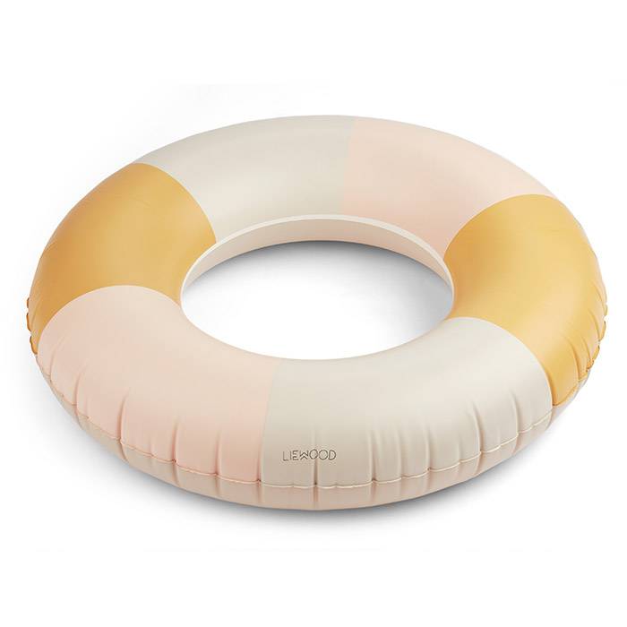 Bouee Ronde Gonflable Donna 90 Cm Motif Rayures Jaune Peche Sandy Liewood