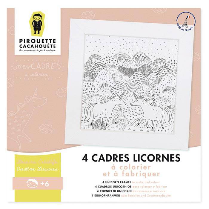 4 cadres Licornes à colorier et fabriquer