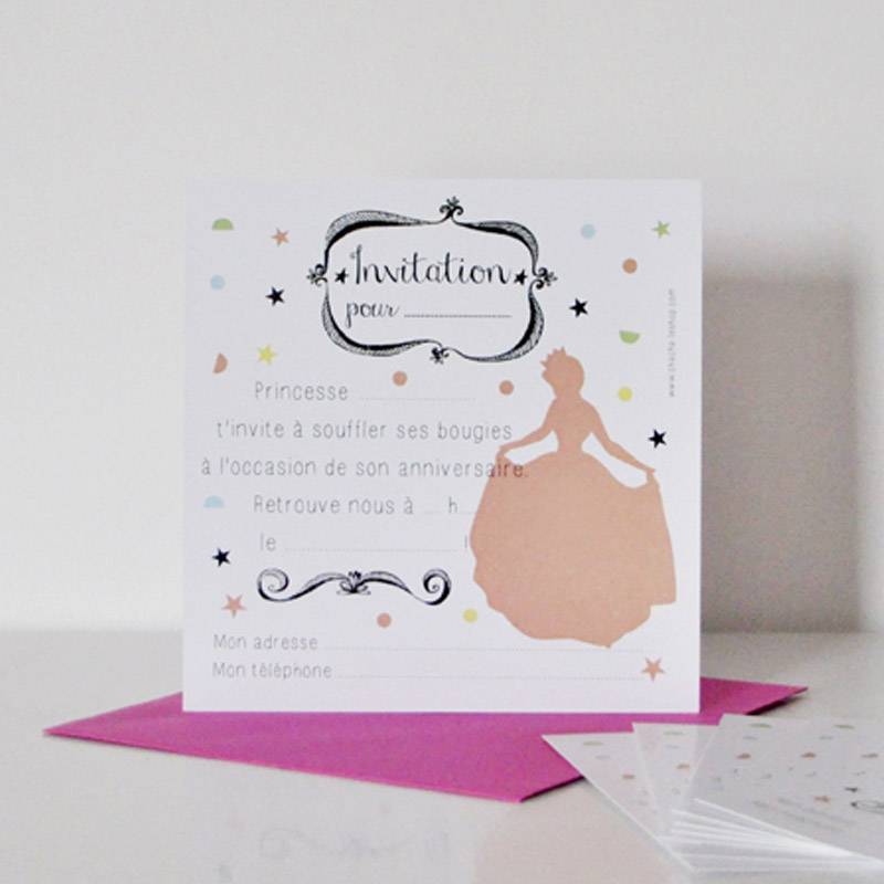 Cartes d'invitation princesse pour anniversaire enfant