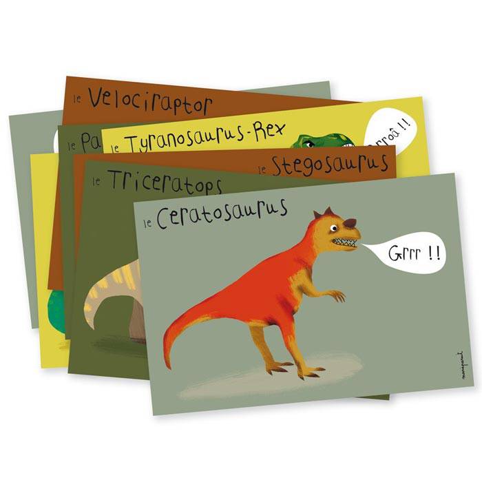 Cartes d'invitation - Dinosaures - Lot de 8
