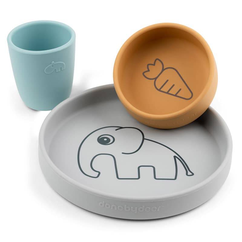 Coffret repas en silicone - set baby blue, Puériculture