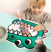 Activité enfant coloriage set de table magique dinos OMY
