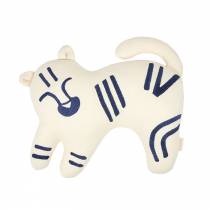 Coussin tigre Nobodinoz coton bio brodé pour chambre enfant
