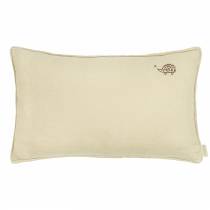 Coussin rectangulaire brodé Nobodinoz en lin français lavé coloris vert Green Tea