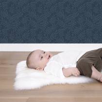 decoration-chambre-enfant-papier-peint-feuillage-bleu