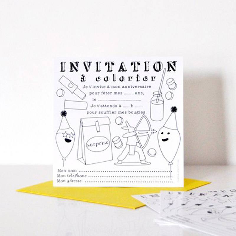 Cartes D Invitation A Colorier Pour Anniversaire Enfant