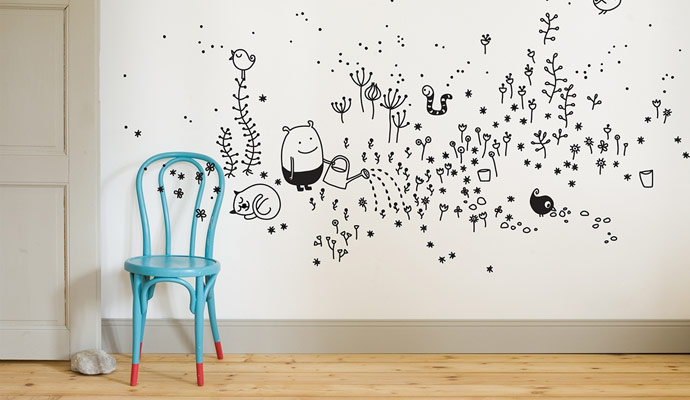 Sticker mural Grandes Fleurs Sauvages - Sticker enfant Lilipinso