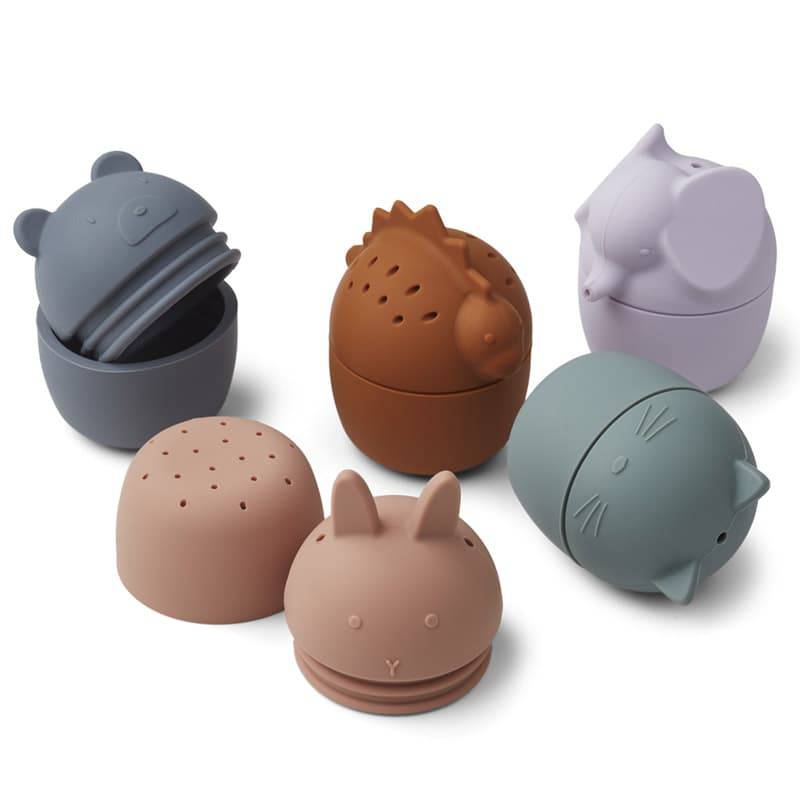 Liewood - Jouets de bain pour bébé - 5 animaux en silicone - modèle Gaby