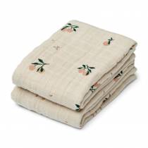 Lot de 2 langes en coton bio Lewis Liewood motif Pêche