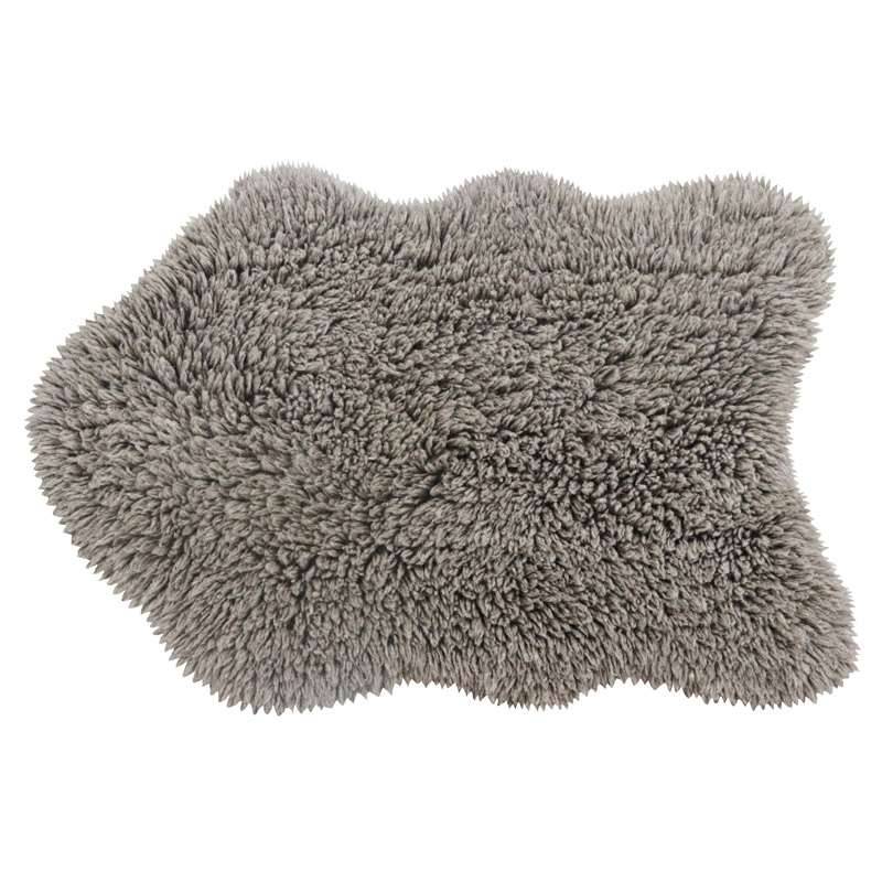 Tapis Lavable en laine longue Woolly Gris 75 x 110 cm