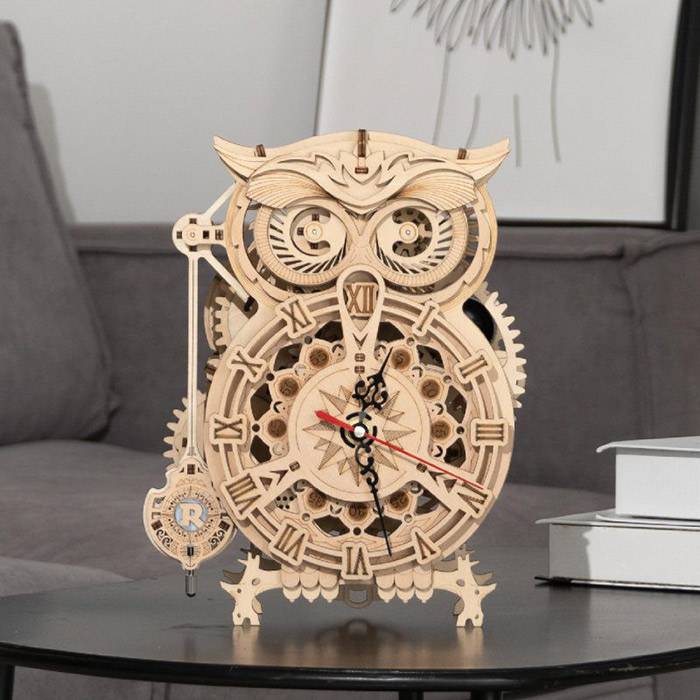 Puzzle en bois 3D Horloge en Hibou – Univers jeux en bois