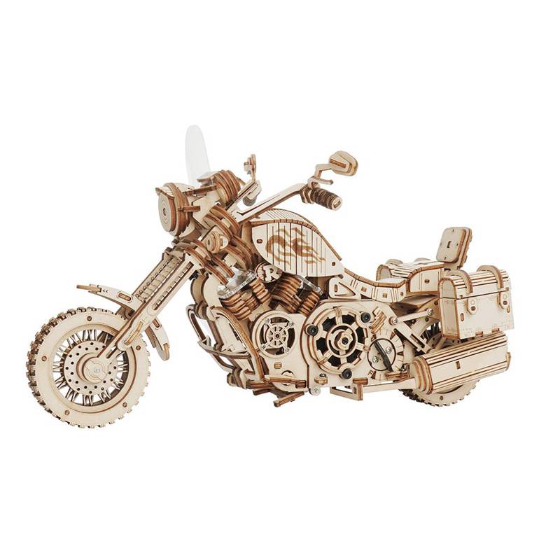 Maquette 3d en bois d'une moto mécanisée - Robotime
