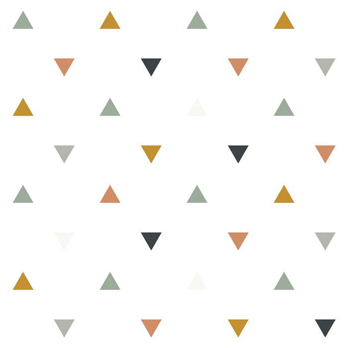 Papier peint géométrique triangles bleus, gris, beiges