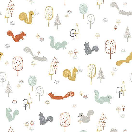 Papier peint forêt d'écureuils