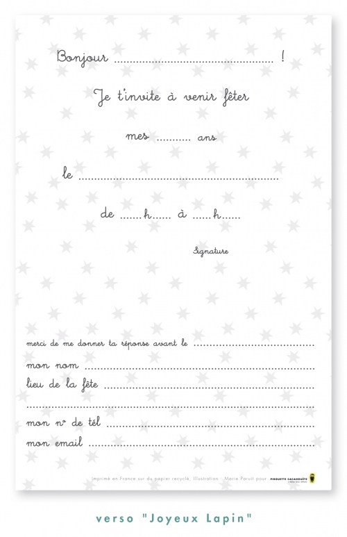 Carte d'invitation anniversaire d'enfant - Lapin joyeux