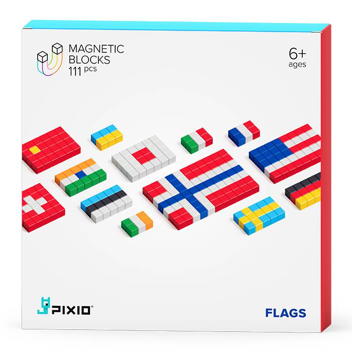 Jeu de construction Pixio Drapeaux - Cubes colorés magnétiques