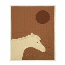 Plaid matelassé en coton bio Nobodinoz  motif cheval  73 x 95 cm  Vue complète du produit