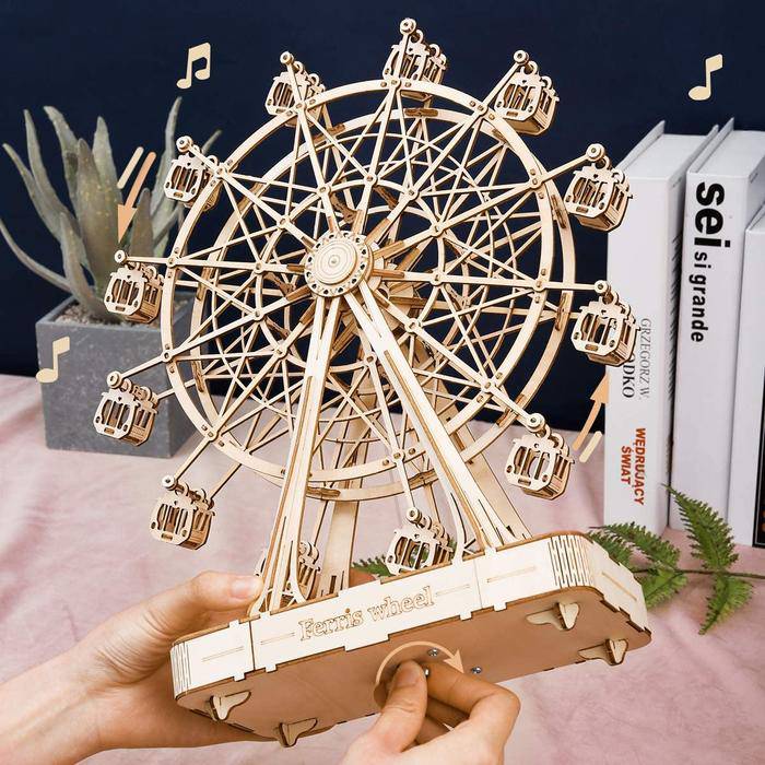 Cuteefun Maquette en Bois a Construire, Grande Roue avec Musique, Puzzle 3D  Bois, Jeu de Construction en Bois Adulte, Cadeaux pour Garçons Filles Ados  Hommes et Femmes