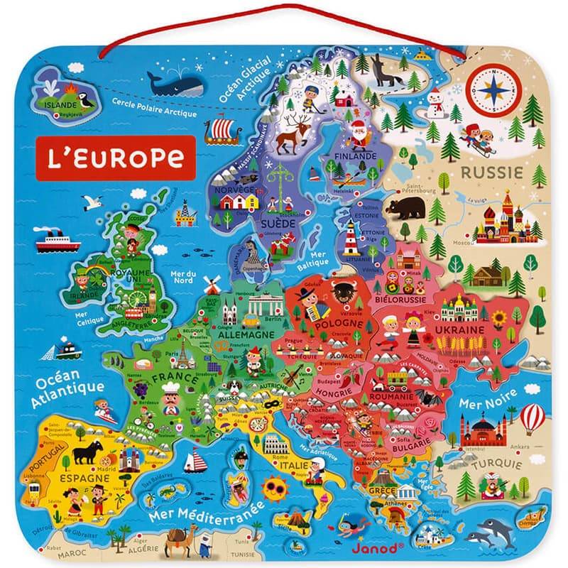 Janod Puzzle magnétique carte de l'Europe - 40 pièces