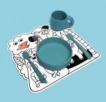  Set de table OMY avec motif dinosaure et vaisselle pour enfant
