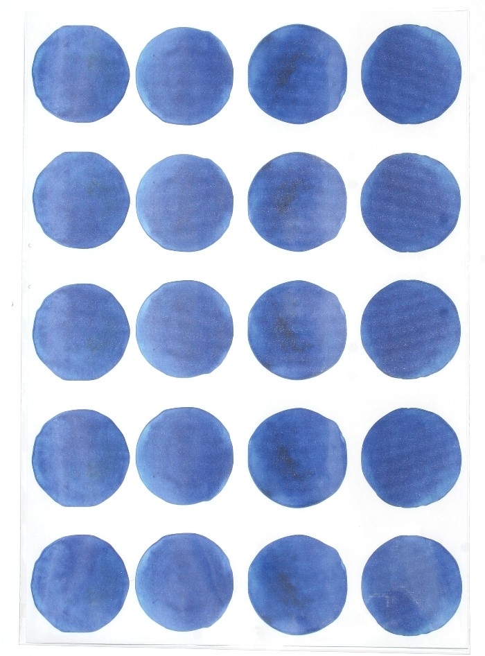 Stickers pois aquarelle - Bleu cobalt