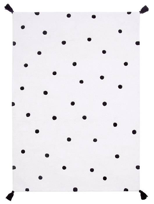 Tapis coton rectangle pois noirs - 120 x 170 cm