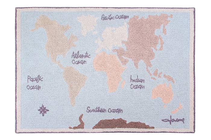 Tapis Lavable Carte du Monde - 140 x 200 cm