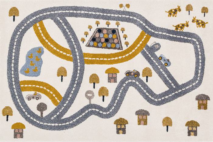 Tapis chambre Enfant Circuit jaune et bleu par Art For kids