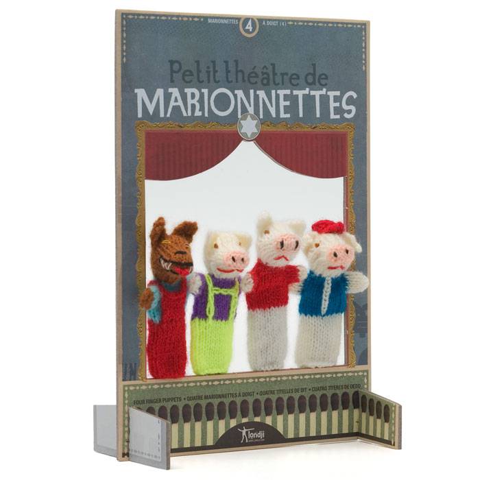 Théâtre et marionnettes laine - 3 petits cochons