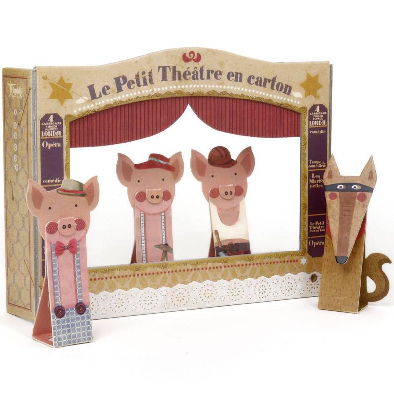 Theatre et marionnettes carton - Trois petits cochons