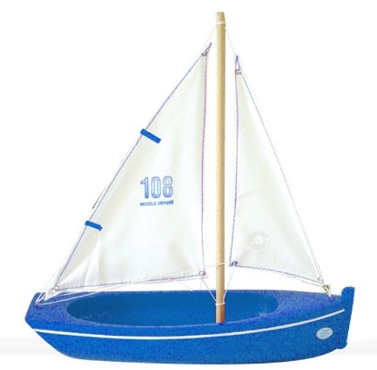 Jouet barque en bois navigable Coque Bleue - Rêve de Pan
