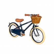 Vélo enfant 16 pouces bleu Banwood avec panier et finitions marron - idéal pour une conduite ludique et sécurisée