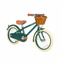Vélo enfant 16 pouces vert Banwood avec panier et finitions marron - idéal pour une conduite ludique et sécurisée