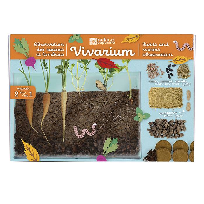 Vivarium observation racines et vers de terre - Radis et Capucine