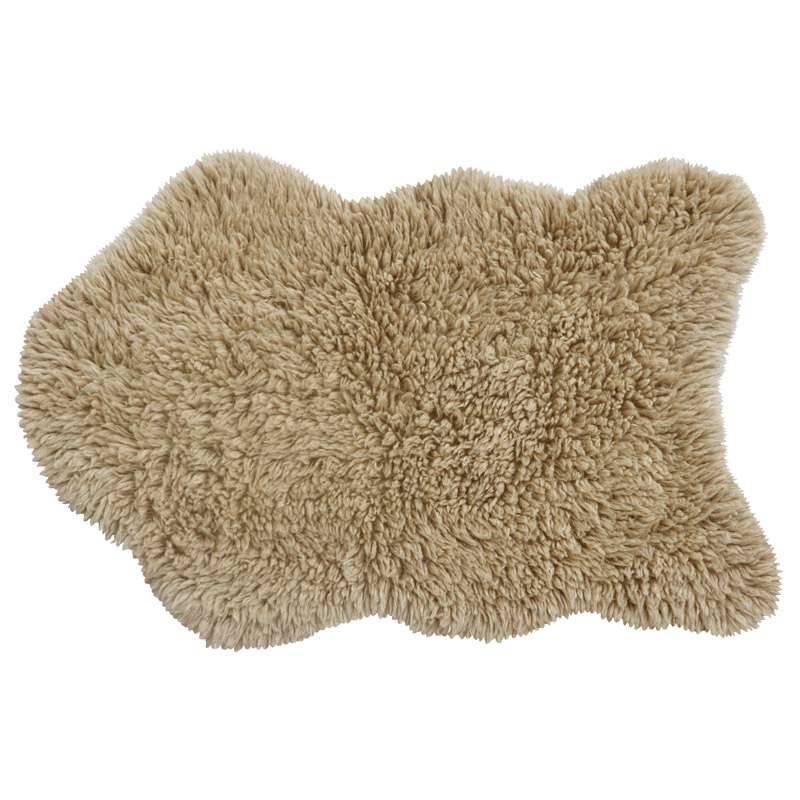 Tapis Lavable en laine longue Woolly Beige 75 x 110 cm