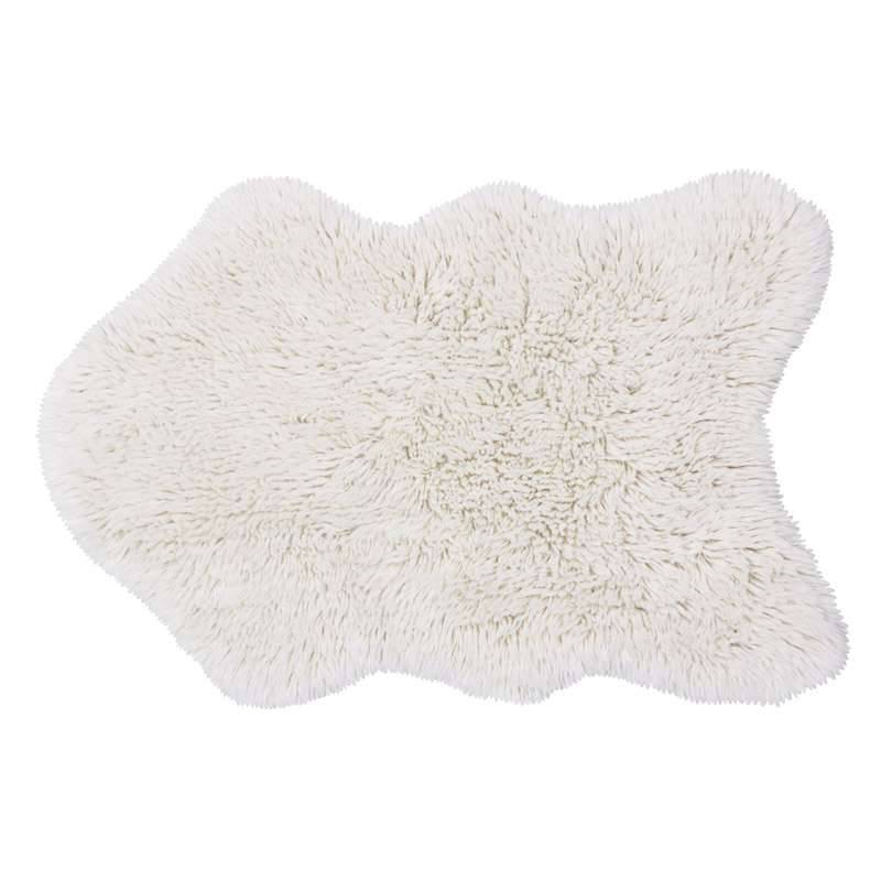 Tapis Lavable en laine longue Woolly Blanc 75 x 110 cm